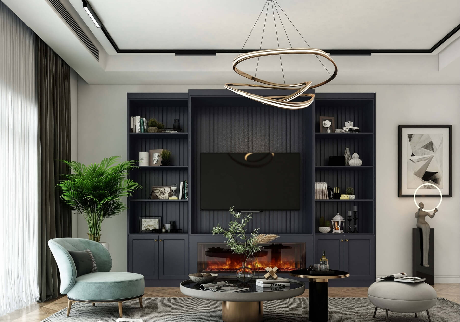 Media wall unit London living room