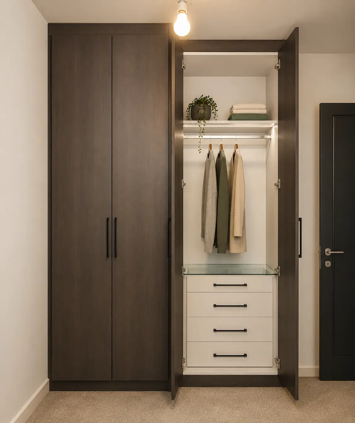 Modern L-Shaped Fitted Wardrobe with Custom Internal Storage