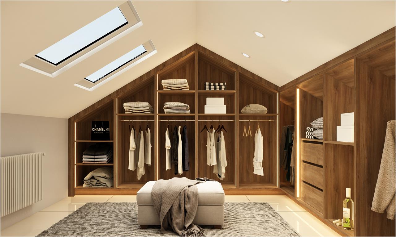 Fitted loft wardrobe storage, London